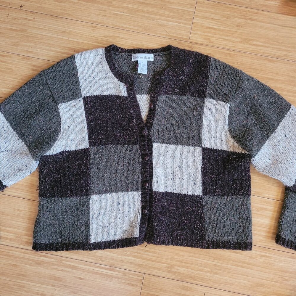 90s Patch Crop Oversize Sweater